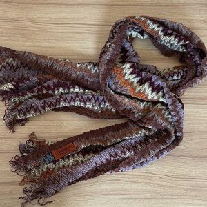 Missoni Brown and Orange Zigzag Scarf